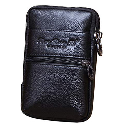 Leather Waist Pack Phone Belt Bag for Men Loop Holster Wallet Cellphone Case Pouch Pack Clip Money Purse - color: #05black