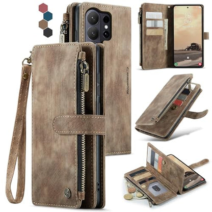 Compatible with Samsung Galaxy S26 Ultra Wallet Case with Card Holder Kickstand Magnetic Zipper Pocket Lanyard Strap Wristlet,Leather Flip Case Wallet for Galaxy S26 Ultra 6.9 Inch (Brown) - color: Brown, size: S26 Ultra 6.9 Inch