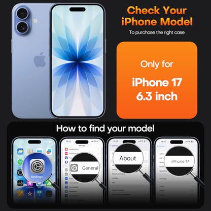 TAURI for iPhone 17 Case, Anti-Yellowing with Screen Protector, Military-Grade Protection Shockproof Slim Phone Case for iPhone 17, Blue - color: E-Blue