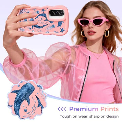 for Galaxy A36 Phone Case, Wavy Soft TPU, Pink-Marine | Wavy Frame Design, Soft Slim TPU, Full Camera Lens Protection, Shockproof Phone Cover - color: Pink-Marine, size: Samsung A36