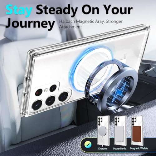 YZB Magnetic for Samsung Galaxy S22-Ultra Case, Clear | Compatible with MagSafe | Slim Fit Lightweight Shockproof, Military-Grade Protection, Yellowing Resistant Scratch-Resistant Back - color: Crystal Clear, size: Galaxy S22 Ultra