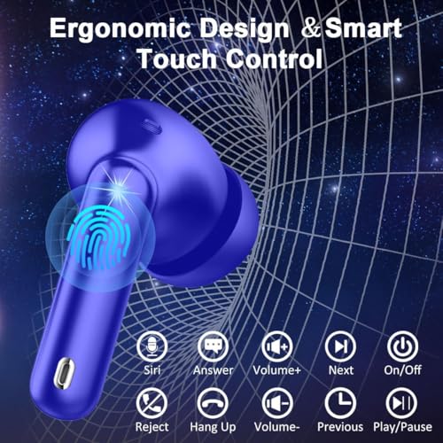 Wireless Earbuds, Bluetooth 5.4 Headphones 50H Playtime Ear Buds Earphones - color: Blue
