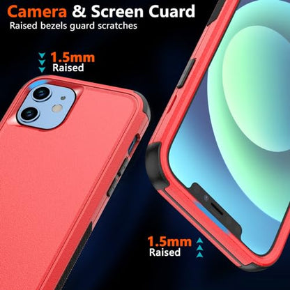 Diverbox for iPhone 12 case,iPhone 12 Magnetic case [with Screen Protector and Camera Lens Protector ] 2 Pack [15 FT Military Grade Drop Protection] Heavy Duty Shockproof Phone Case (Red) - color: Magnetic Red