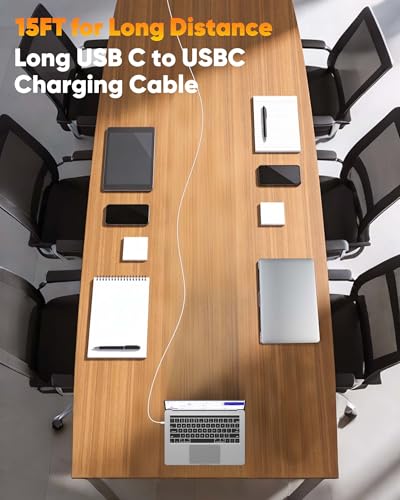 15FT USB C Fast Charge & Data Cable Long 2-PK,USBC 220W for Apple,Sam/Sung - color: Silvery, size: 15FT