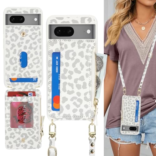 Cavor Compatible with Google Pixel 7 Case Wallet, Leopard White - color: Leopard White, size: Google Pixel 7