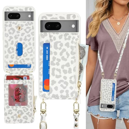 Cavor Compatible with Google Pixel 7 Case Wallet, Leopard White - color: Leopard White, size: Google Pixel 7