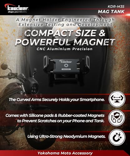 Kaedear Magnetic Motorcycle Phone Mount, 360° Rotating, KDR-M35 - color: Black