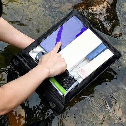 Phone Waterproof Pouch Touchscreen Large Shoulder Bag | Underwater Cell Phone Case for Cruise, Travel, Pool, Rafting, Diving, Snorkeling, Ship, Kayak - color: Black