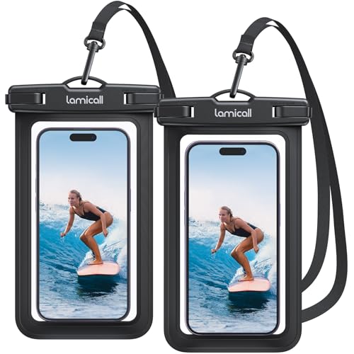 Lamicall Waterproof Phone Pouch Case Bag for iPhone 17 16 15 14 13 12 Pro Max Plus XS, Swimming Equipment Bags for 4-7inches, Black&Black - color: Black & Black