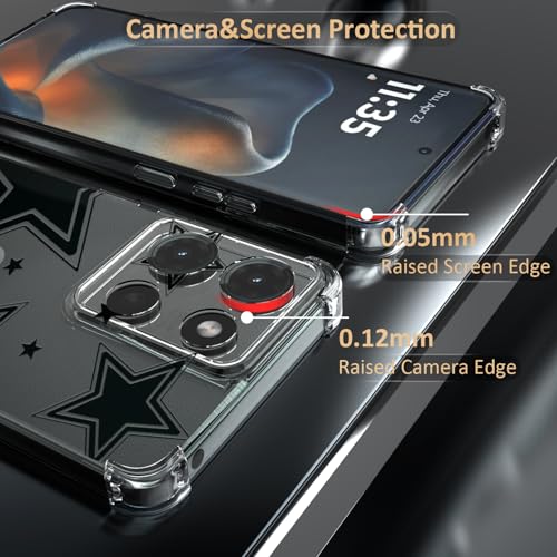 Star Pattern Clear TPU Case for Moto G 5G 2025 6.6 Inch - Flexible Transparent TPU Shockproof Anti-Fingerprint Soft Bumper Painted Phone Cover - color: Star Black
