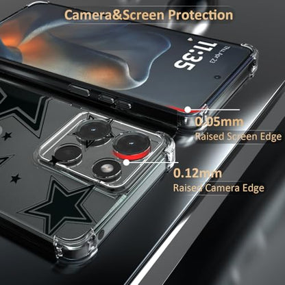 Star Pattern Clear TPU Case for Moto G 5G 2025 6.6 Inch - Flexible Transparent TPU Shockproof Anti-Fingerprint Soft Bumper Painted Phone Cover - color: Star Black