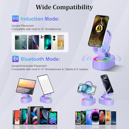 AKLLCCR Wireless Induction Bluetooth Speaker 5in1 Phone Holder Speaker - color: Purple