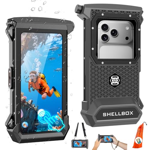 100FT/30M Gen 5 Diving Phone Case, Full Touchscreen Underwater Housing for iPhone 17-12 Pro Max & Samsung Galaxy S26 - S21, IPX8 Scuba Photo/Video Waterproof Case - color: Black_Yellow