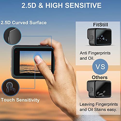 FiTSTILL Screen Protector [6 PCS] for Go Pro Hero 7(Only Black)/Hero HD(2018)/Hero 5/Hero 6, Ultra Clear Tempered Glass Screen Protector + Lens Protector + Lens Cap Cover Accessories - size: For Go Pro hero 7/6/5(Only Black)