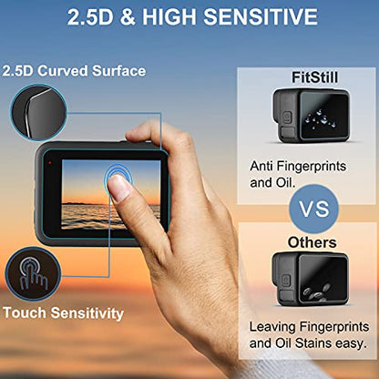FiTSTILL Screen Protector [6 PCS] for Go Pro Hero 7(Only Black)/Hero HD(2018)/Hero 5/Hero 6, Ultra Clear Tempered Glass Screen Protector + Lens Protector + Lens Cap Cover Accessories - size: For Go Pro hero 7/6/5(Only Black)