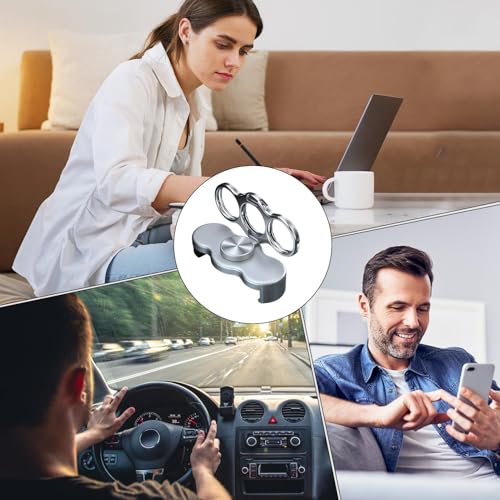 Double-Ring Three-Finger Back Clip Holder 360-Degree Rotating Mobile Grip Multipurpose Foldable Phone Grip Holder - color: Silver