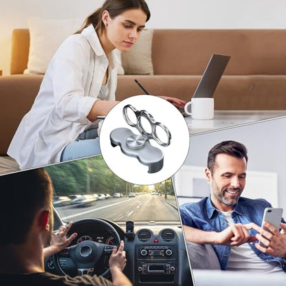 Double-Ring Three-Finger Back Clip Holder 360-Degree Rotating Mobile Grip Multipurpose Foldable Phone Grip Holder - color: Silver
