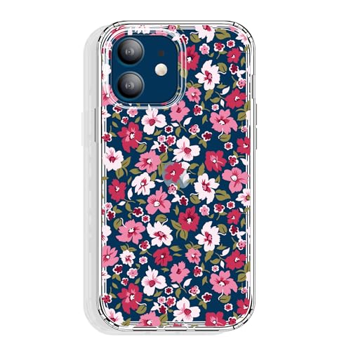 GYZYA for iPhone 12 Mini Case 5.4 Inch Clear with Design, Protective Slim TPU Cover with Shockproof Bumper for Women and Girls (Pink Floral) - color: Flowers 11, size: iPhone 12 mini (5.4 inch)