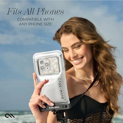 Case-Mate IP68 Waterproof Phone Pouch - Silver Chrome | Touchscreen Floating Waterproof Phone Case with Crossbody Lanyard - Fits All Phones - Beach Cruise Ship Travel Essentials - color: Silver Chrome
