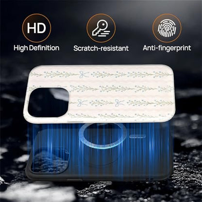 Magnetic for iPhone 14 Pro Max Case,[Compatible with Magsafe] Dual Layer Protective Heavy Duty Shockproof Rugged Drop Protection Bumper Hybrid Case - Blue Bow Stripes - color: Blue Bow Stripes, size: iPhone 14 Pro Max