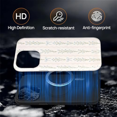 Magnetic for iPhone 14 Pro Case,[Compatible with Magsafe] Dual Layer Protective Heavy Duty Shockproof Rugged Drop Protection Bumper Hybrid Case - Blue Bow Stripes - color: Blue Bow Stripes, size: iPhone 14 Pro