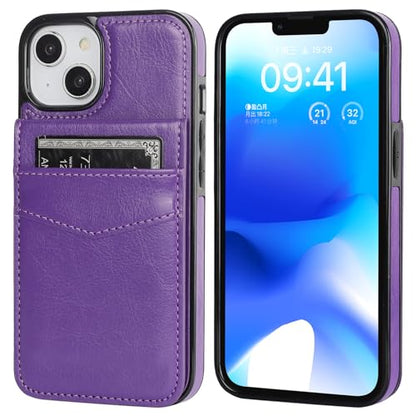 KIHUWEY for iPhone 14 Wallet Case Card Holder Kickstand, Dark Purple - color: Dark Purple