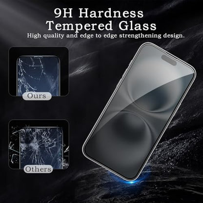 [2+2 Pack] Privacy Screen Protector for iPhone 16, Anti-Spy Shatterproof Tempered Glass with Camera Lens Tempered Glass 9H Hardness Bubble Free Anti-Glare Case Friendly