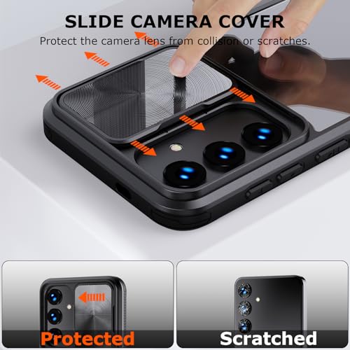 Designed for Samsung Galaxy S25 Ultra Case with Slide Camera Cover, Clear Slim Fit Shockproof Protective Camera Cover Protection Phone Case for S25 Ultra 5G 6.8 inch 2025(Clear Black) - color: Clear Black