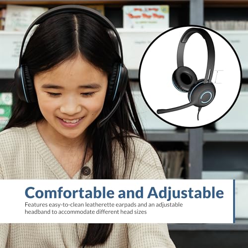 Cyber Acoustics AC-5002 Stereo Wired Headset with Microphone for PC – 3.5mm Computer Headset with Noise Cancelling Mic, Durable Headphones with Mic for Classroom, School, and Home Use (Pack of 2) - size: 2 pack without adapter