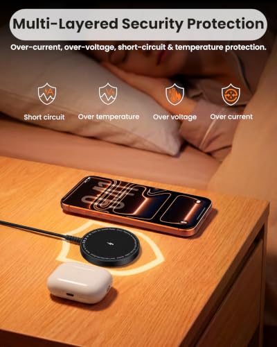 MagSafe Charger Magnetic Wireless Charging iPhone 17-12 & AirPods Pro 4-2 - color: Jet Black