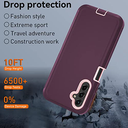 for Samsung Galaxy A14 5G case,A14 5G Heavy Duty case,[Military Grade Protective ][Shockproof] [Dropproof] [Dust-Proof], ONLY Fit Galaxy A14 5G Phone (WineRed/Pink) - color: WineRed/Pink