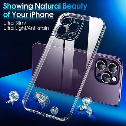 Supdeal Crystal Clear Case for iPhone 14 Pro, [Not Yellowing] [Camera Protection] [Military Grade Drop Tested] Shockproof Protective Phone Case Soft Silicone Slim Cover, 6.1 inch, Transparent - color: Transparent, size: iPhone 14 Pro