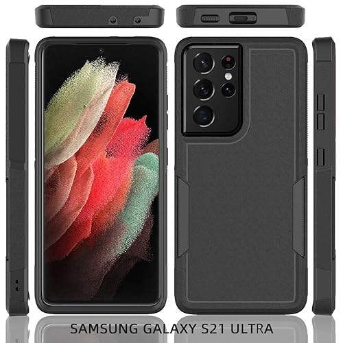 for Samsung Galaxy S24 Ultra Case: Dual Layer Protective Heavy Duty Cell Phone Cover Shockproof Rugged with Screen Protector - Military Protection Bumper Tough - Samsung Galaxy S24 Ultra 2024, Black - color: Black (PC) + Black (TPU)