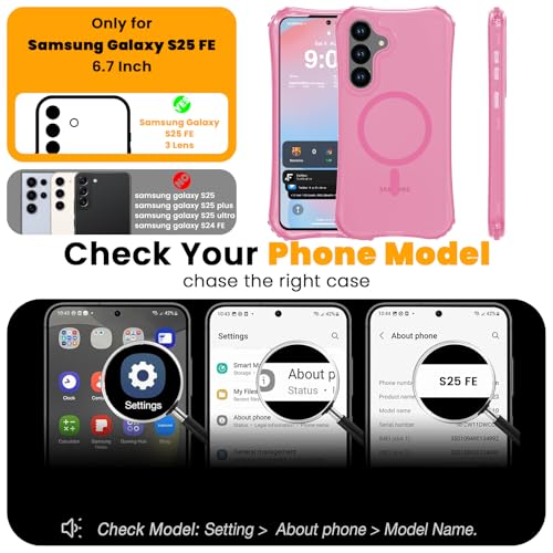 WRJ Magnetic Matte for Samsung Galaxy S26 FE Case,Samsung S25 FE Case [Fit for MagSafe][Military Grade Drop Protection] Translucent Shockproof Protective Phone Case-Pink - color: Pink, style: Matte