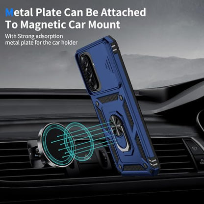 for Samsung Galaxy A17 5G Case with Camera Lens Cover, 10 FT Military Grade Drop Protection, Magnetic Ring Holder Kickstand Protective Phone Case, Navy Blue - color: Navy Blue, size: Galaxy A17 5G