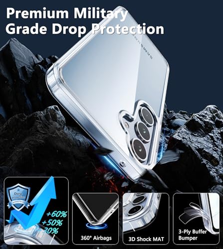 FNTCASE for Samsung Galaxy A35-5G Case: Clear Protective Phone Cases Slim Transparent Anti Yellowing Cover Rugged Shockproof Military Grade Drop Protection Tough Sturdy 6.6 Inch Clear - color: Clear