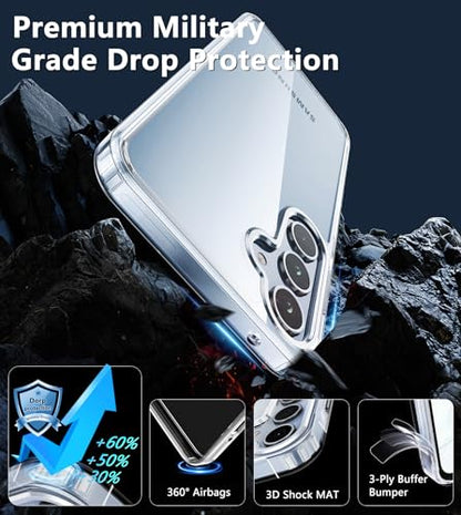 FNTCASE for Samsung Galaxy A35-5G Case: Clear Protective Phone Cases Slim Transparent Anti Yellowing Cover Rugged Shockproof Military Grade Drop Protection Tough Sturdy 6.6 Inch Clear - color: Clear