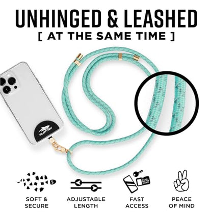 Pilotfish Team Phone Lanyard Strap – Universal Neck & Crossbody Cell Phone Holder, Anti‑Drop, Adjustable for iPhone & Android - color: Gold Buckle/Turquoise