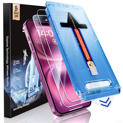 MAGIC JOHN Easy Installation for iPhone 16 Plus Screen Protector, 2 Pack - size: iPhone 16 Plus-6.7 inch