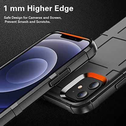 Rugged Shield TPU Thick Solid Armor Tactical Protective Case Compatible with iPhone 12 Mini (5.4 inches) - Dark Black - color: Dark Black, size: iPhone 12 mini