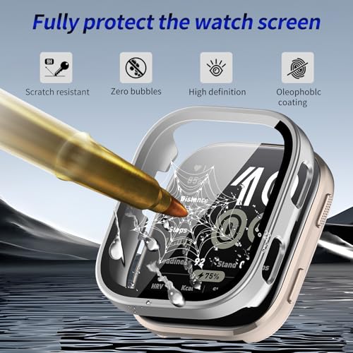 2 Pack for Amazfit Bip 6 Screen Protector Case - color: Silver+Silver