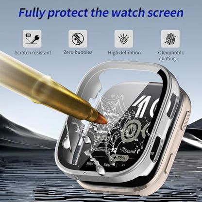 2 Pack for Amazfit Bip 6 Screen Protector Case - color: Silver+Silver