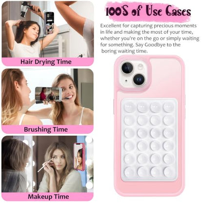 Anteel 2 Pack Silicone Suction Phone Case Mount, Non Slip Sticky Phone Grip for Cellphone, Silicon Adhesive Suction Cup Mount, Strong Grip Holder for Selfies and Videos (Translucent) - color: Translucent