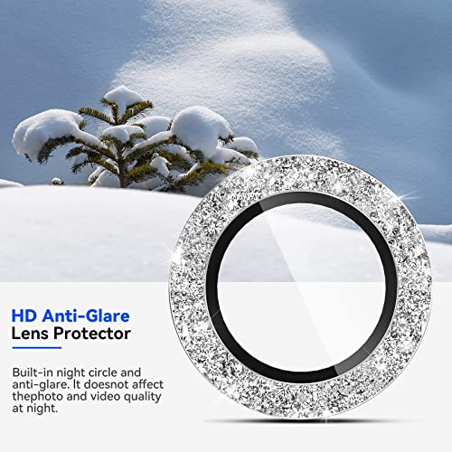 CloudValley [3 Pcs] for Samsung Galaxy S24 / S23 Plus Camera Lens Protector, 9H Tempered Glass + Aluminum Alloy Metal Individual Lens Protective Ring for S24 / S23+ 5G 2023, Glitter Silver - color: Glitter Silver
