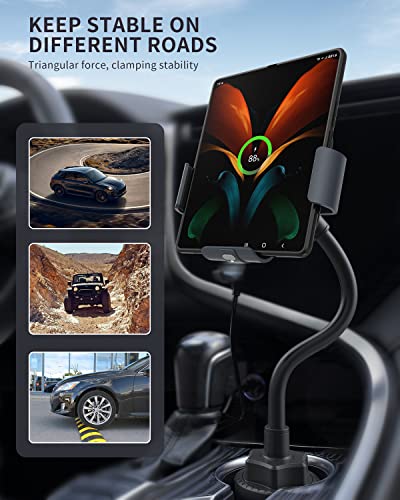Wireless Car Charger Cup Holder Mount,for Galaxy Z Fold & iPhone