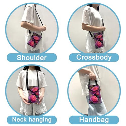 Neoprene Cell Phone Sleeve Pouch Case Bag with Crossbody Strap Neck Lanyard for Women 7.5 X 4.3 in Beautiful Flowers - color: Beautiful Flowers