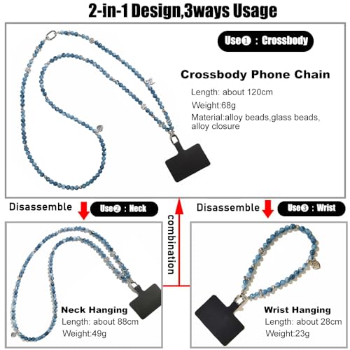 Phone Crossbody Chain CellPhone Lanyard,Universal Phone Chain Strap with Tether Patches Compatible with Most Phones (Y) - color: Y