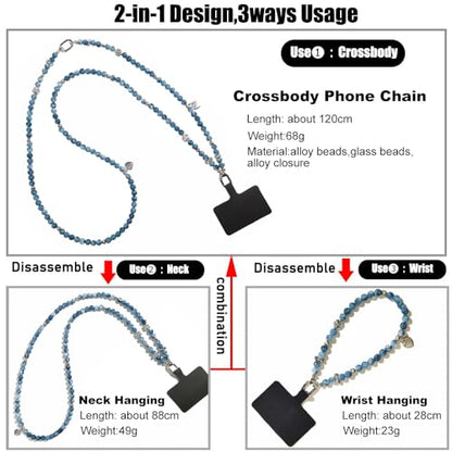 Phone Crossbody Chain CellPhone Lanyard,Universal Phone Chain Strap with Tether Patches Compatible with Most Phones (Y) - color: Y