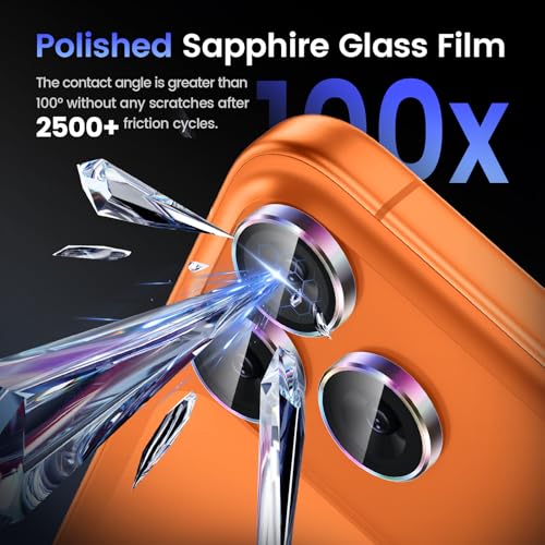 Tensea Camera Lens Protector Compatible For iPhone 17 Pro Max 17 Pro 15 Pro Max 15 Pro 16 Pro Max 16 Pro 14 Pro Max 14 Pro Metal Tempered Glass Cover Case Friendly - color: Cosmic Orange