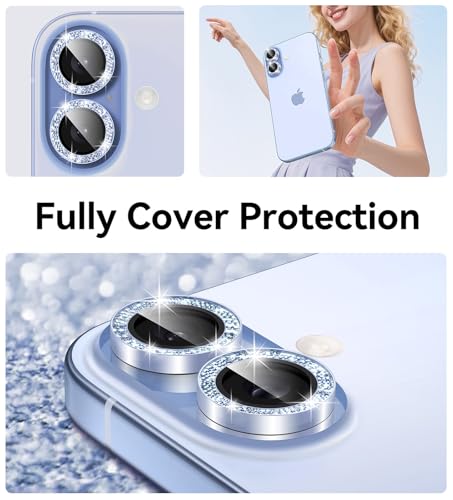 Matekxy for iPhone 17 Camera Lens Protector Glitter Individual Cover - color: Mist Blue